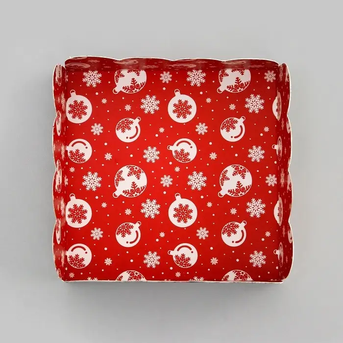 Коробка для печенья, «Сундучок с подарками», 9×9×3 см, Новый год Коробка для печенья, «Сундучок с подарками», 9×9×3 см, Новый год