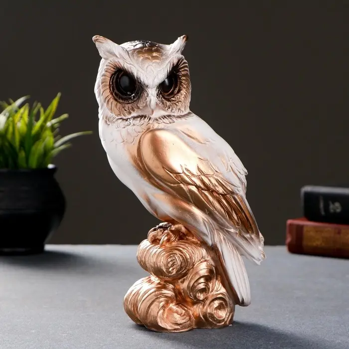 Фигурка гипс &laquo;Сова&raquo;, белая, 11&times;22&times;9 см