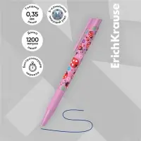 Ручка шариковая автоматическая ErichKrause ColorTouch Ladybug, узел 0.7 мм, чернила синие, покрытие Soft Touch, длина линии письма 1200 метров