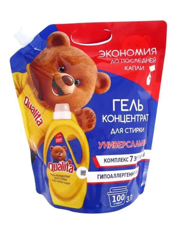 Жидкое средство для стирки Qualita, гель, универсальное, 3 л