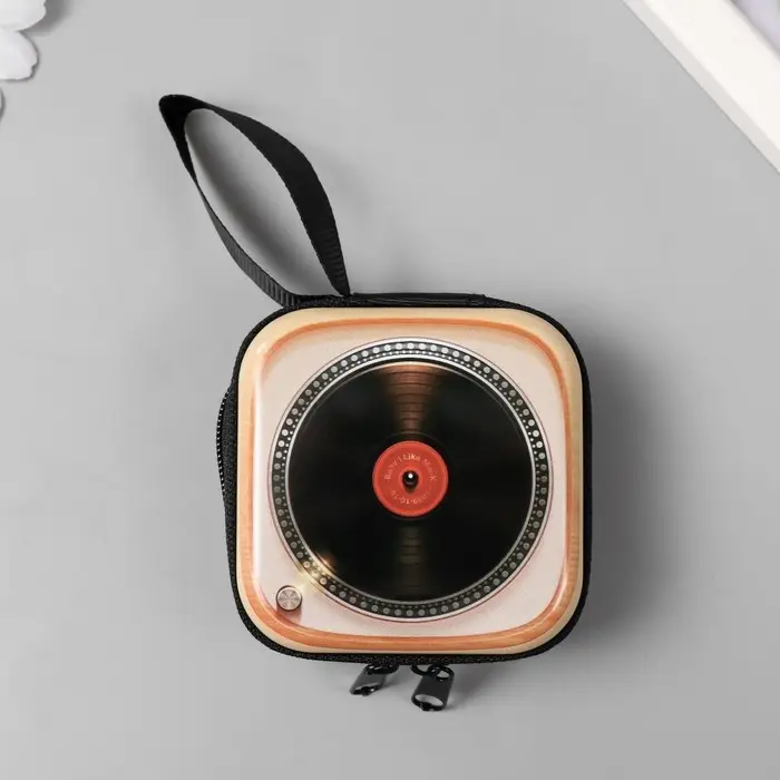 Шкатулка металл на молнии Шкатулка металл на молнии "Музыкальная пластинка" 7х7х3,3 см