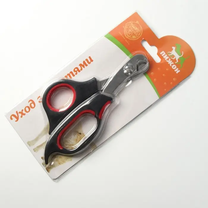 Ножницы-когтерезы средние с упором для пальца, чёрные с красным Ножницы-когтерезы средние с упором для пальца, чёрные с красным