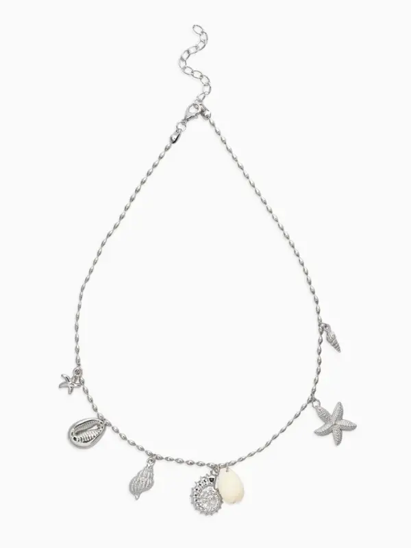 Колье "Летний вайб" морское дно, цвет белый в серебре