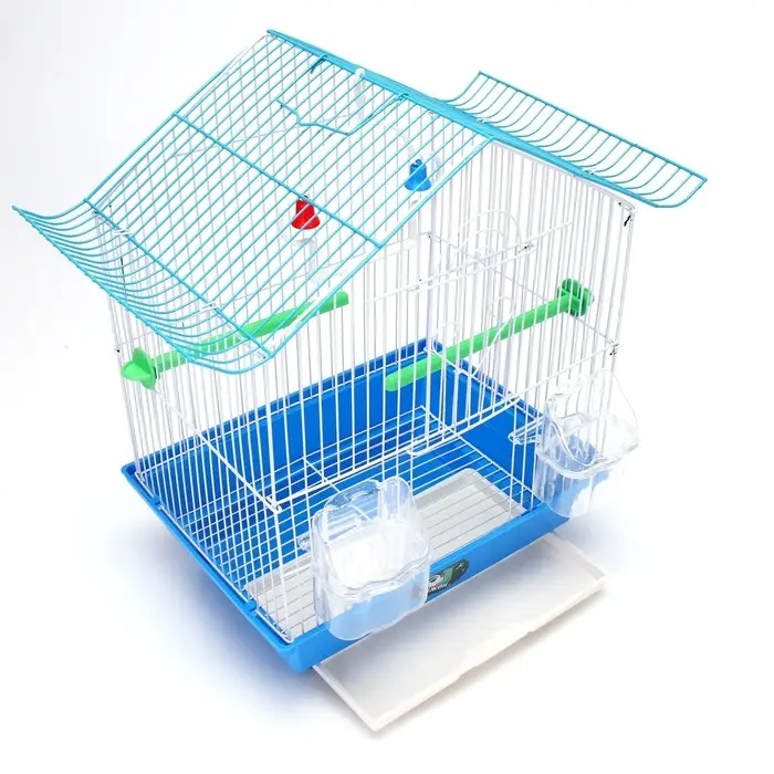 Клетка для птиц укомплектованная Bd-1/1d, 30&times;23&times;39 см, голубая