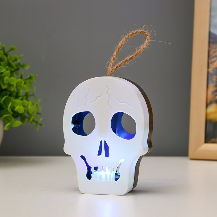 Ночник  Ночник "Череп" LED 1Вт RGB от батареек LR1130  бело-черный 9,5х4х5см RISALUX