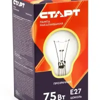 Лампа накаливания СТАРТ, Б, Е27, 75 Вт, 230 В