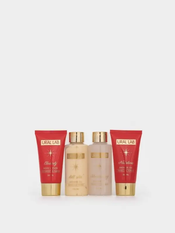 Подарочный набор новогодний в коробке конфете: гель для душа 2 шт., масло для душа, лосьон, URAL LAB Подарочный набор новогодний в коробке конфете: гель для душа 2 шт., масло для душа, лосьон, URAL LAB