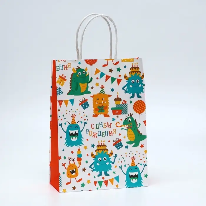 Пакет подарочный крафтовый «С Днём Рождения» 18×8×25 см, 120 г/м² Пакет подарочный крафтовый «С Днём Рождения» 18×8×25 см, 120 г/м²