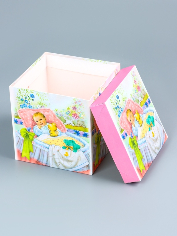Коробка подарочная самосборная «Детская» Девочкам 15×15×15 см Коробка подарочная самосборная «Детская» Девочкам 15×15×15 см