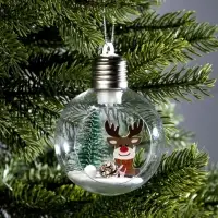 Ёлочный шар &laquo;Оленёнок&raquo;, d=8 см, 1 LED, от батареек, свечение тёплое белое