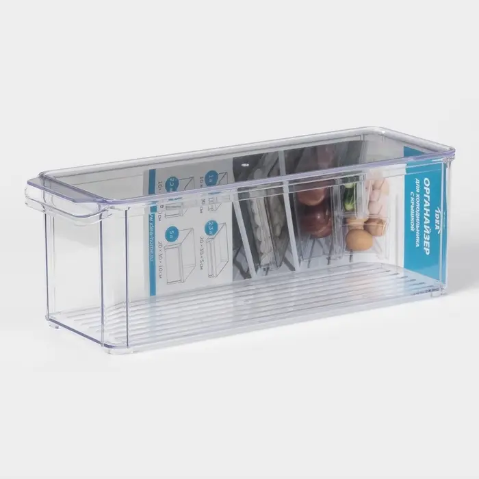 Контейнер для холодильника с крышкой IDEA, 10&times;30&times;10 см, пластик, прозрачный