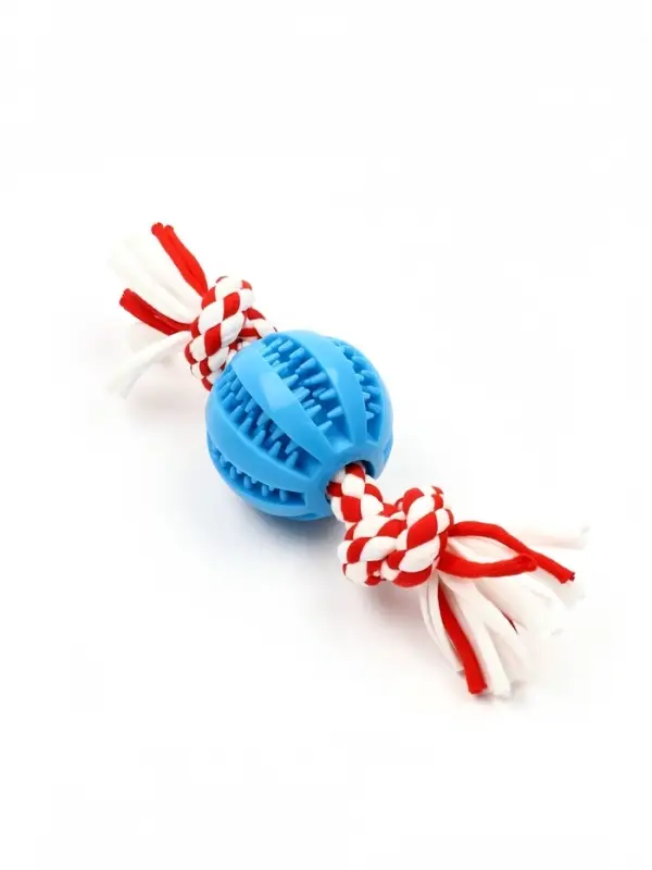 Игрушка собак канатная "2 узла с мячом TPR" до 50 г, до 20 см