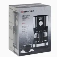 Кофеварка BRAYER 1122BR, 900 Вт, 1.5 л, таймер, капельная, LCD-дисплей