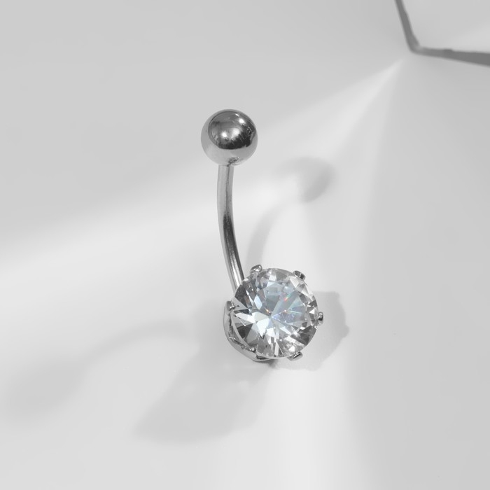 Пирсинг в пупок «Банан» круг, L=2 см, цвет белый в серебре Пирсинг в пупок «Банан» круг, L=2 см, цвет белый в серебре