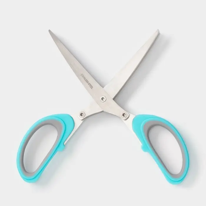 Ножницы кухонные для зелени Доляна &laquo;Кольца&raquo;, 19 см, голубые