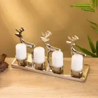 Подсвечник на 4 свечи &laquo;Трио оленей&raquo;, 30&times;9&times;15 см, алюминий