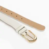 Ремень женский, 110&times;2.8 см, классическая пряжка металл, золотистая, белый