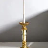 Подсвечник на 1 свечу &laquo;Зазеркалье&raquo;, полистоун, золото, 10.7&times;10.7&times;26.4 см