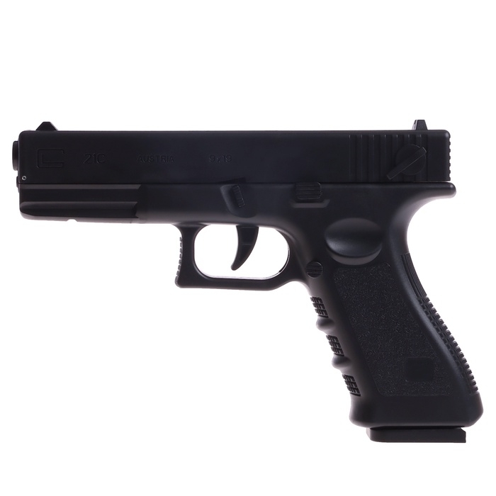 Пистолет «Глок», мягкие пули и вылетающие гильзы, автоматическая перезарядка Пистолет «Глок», мягкие пули и вылетающие гильзы, автоматическая перезарядка