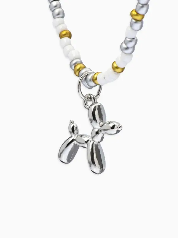 Чокер бисерный с подвеской &laquo;Собачка из воздушных шаров&raquo;, цвет серебро, 41 см