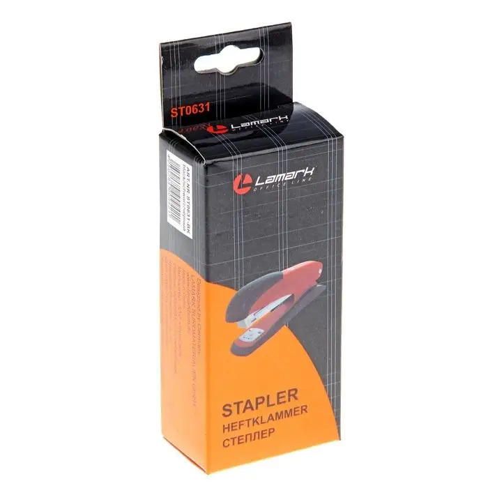 Степлер № 24/6, 26/6, Lamark Ulrich, встроенный антистеплер, индикатор скоб, до 20 листов, металлический корпус, чёрный