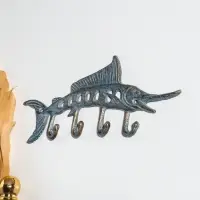 Крючки настенные &laquo;Осётр&raquo;, ключница декоративная, чугун, 25.5&times;11&times;1.5 см