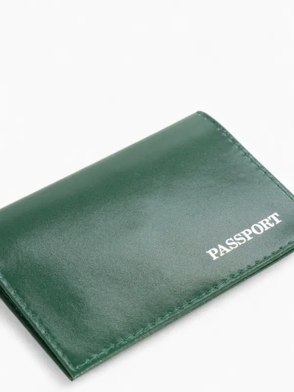 Обложка для паспорта, гладкая, тиснение серебряной фольгой, зелёная