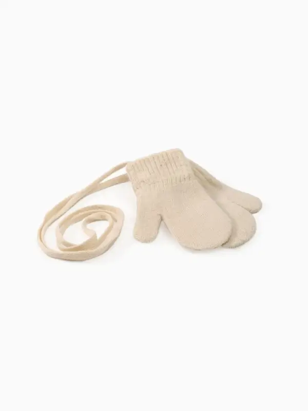 Варежки детские однослойные MINAKU "Однотонные",цв.бежевый, р-р 14 (4-5 лет)