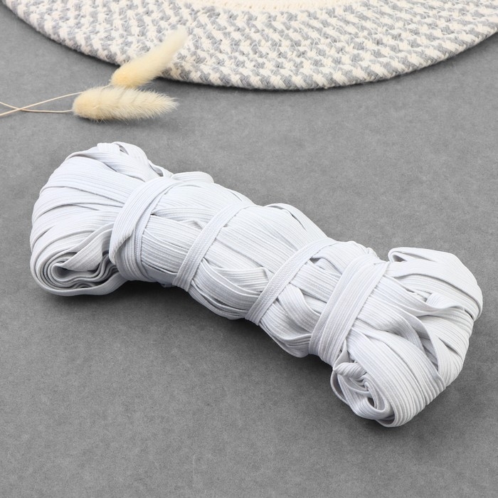 Резинка бельевая, 10 мм, 25 м, цвет белый Резинка бельевая, 10 мм, 25 м, цвет белый