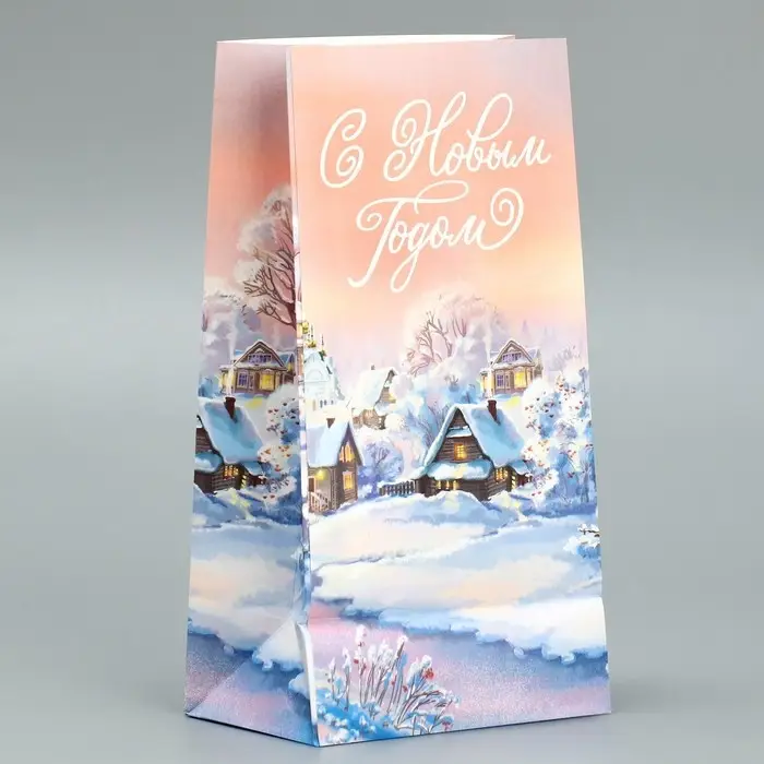 Пакет подарочный без ручек «С Новым Годом», деревня 10×19.5×7 см Пакет подарочный без ручек «С Новым Годом», деревня 10×19.5×7 см