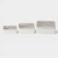 Корзины для хранения Nature whitel, прямоугольные, 3 шт.: от 22&times;12&times;8 см до 30&times;20&times;12 см, белые