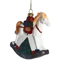 Ёлочная игрушка &laquo;Блеск праздника. Лошадка с подарками&raquo;, 12&times;12.5 см, белая