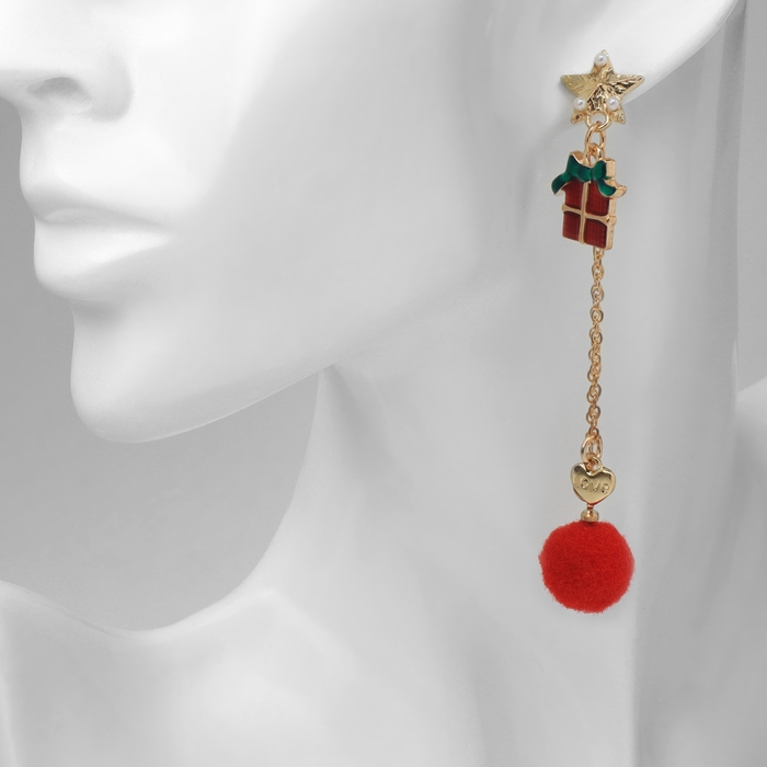 Новый год! Серьги «Новогодние» подарки, цветные в золоте Новый год! Серьги «Новогодние» подарки, цветные в золоте