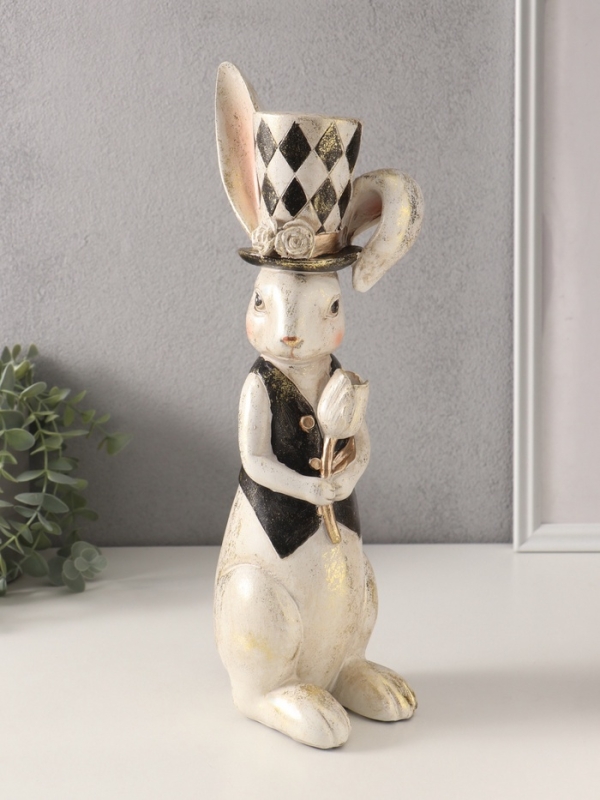 Сувенир полистоун Сувенир полистоун "Зайчик в цилиндре" 9х14х38 см