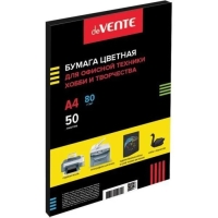 Бумага цветная А4, 50 листов, deVENTE, 80 г/м2, чёрная