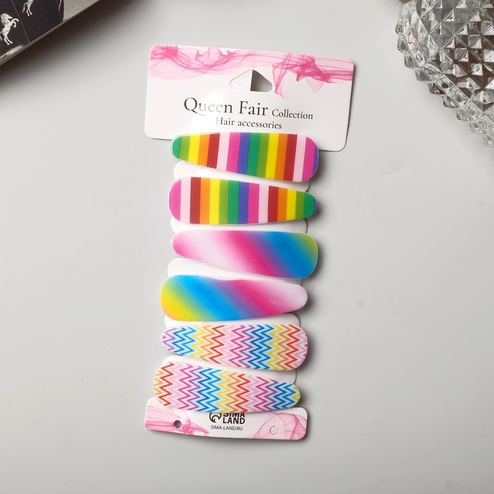 Невидимка для волос  Невидимка для волос "Герти" (набор 6 шт) лето переливы, 5,5 см