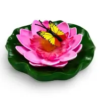 Садовая фигура 10 х 11 х 6 см  водоплавающая  "Лотос с бабочкой"