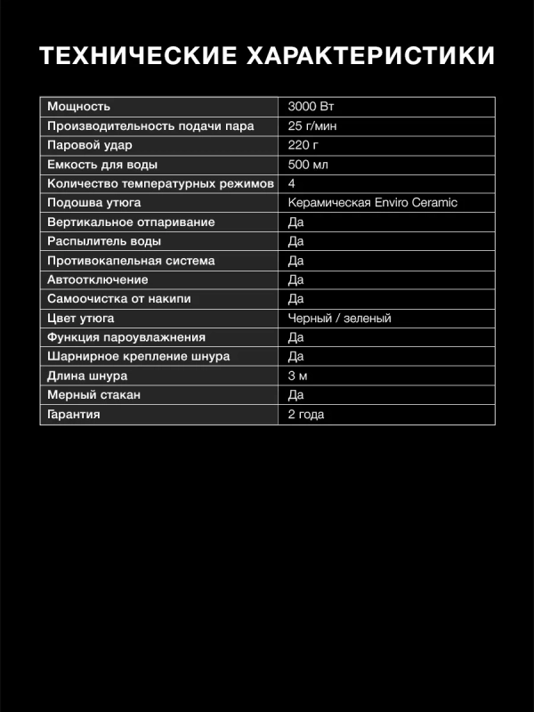 Утюг H-SI01221 черный-зеленый