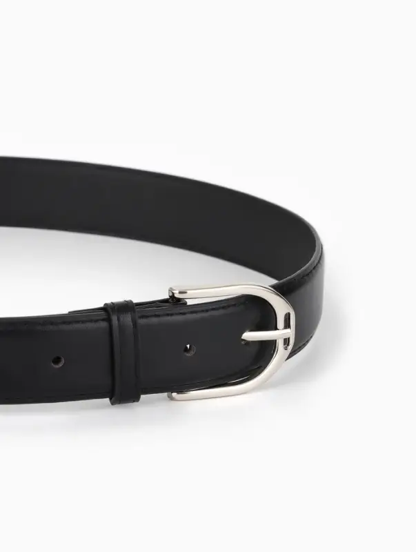 Ремень женский, 3.5&times;110 см, 1 прокол, серебристая пряжка, без винта, чёрный