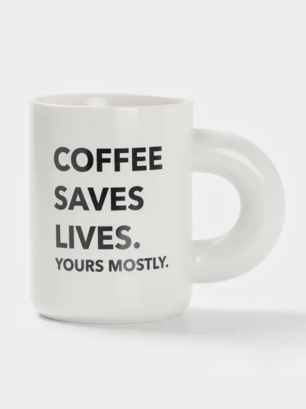 Кружка Доляна Coffee time, фарфор, 400 мл, 12.5&times;8&times;10.8 см, фарфор, белая