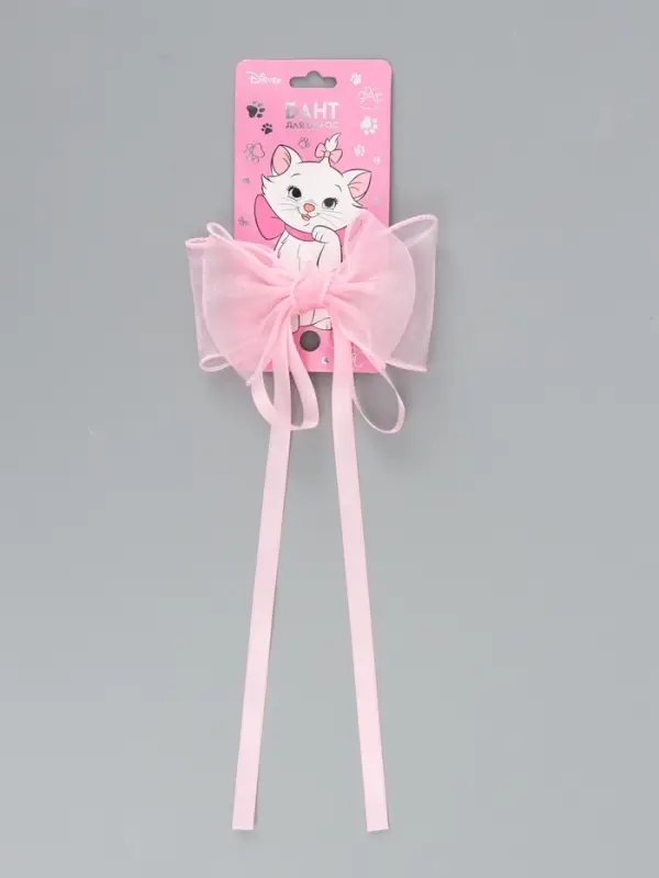 Бант для волос на заколке с лентами, розовый, Коты аристократы