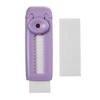 Ластик прямоугольный белый в пластиковом выдвижном держателе, запасной ластик, в блистере, МИКС