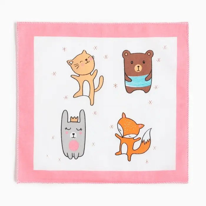 Платки носовые детские &laquo;Крошка Я. Зверята&raquo;, 21&times;21 см, набор 12 шт., хлопок 100%, МИКС