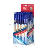 Ручка шариковая автоматическая ErichKrause R-301 Matic&Grip Amber, узел 0.7 мм, чернила синие, резиновый держатель, длина линии письма 2000 метров