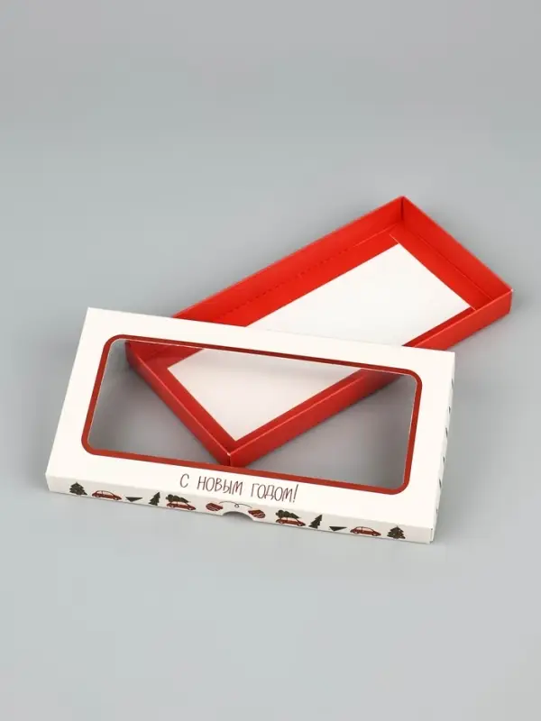 Коробка для шоколада &laquo;С Новым годом!&raquo;, с окном, 9&times;1.5&times;18 см
