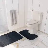 Набор ковриков для ванной и туалета Доляна &laquo;Пушистик&raquo;, 2 шт., 40&times;50, 50&times;80 см, серый