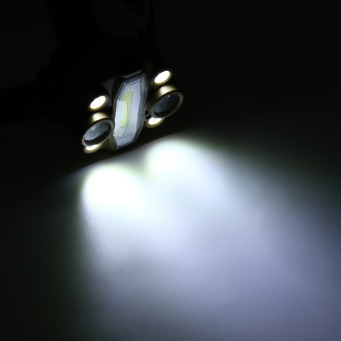 Фонарь налобный аккумуляторный, 13 Вт, 4000 мАч, 5 В, COB + T6. 7 режимов, датчик движения