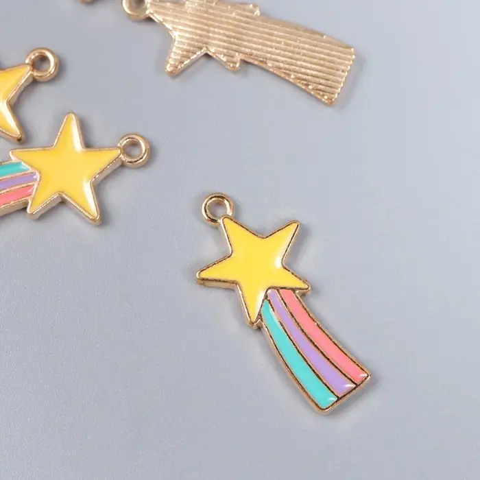 Металлический элемент, декоративная подвеска «Арт Узор. Радужная комета», 2.7×1.3 см