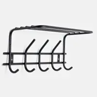 Вешалка настенная с полкой &laquo;Комфорт&raquo;, 5 крючков, чёрная