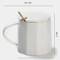 Кружка с ложкой Simple, 350 мл, керамика, белая